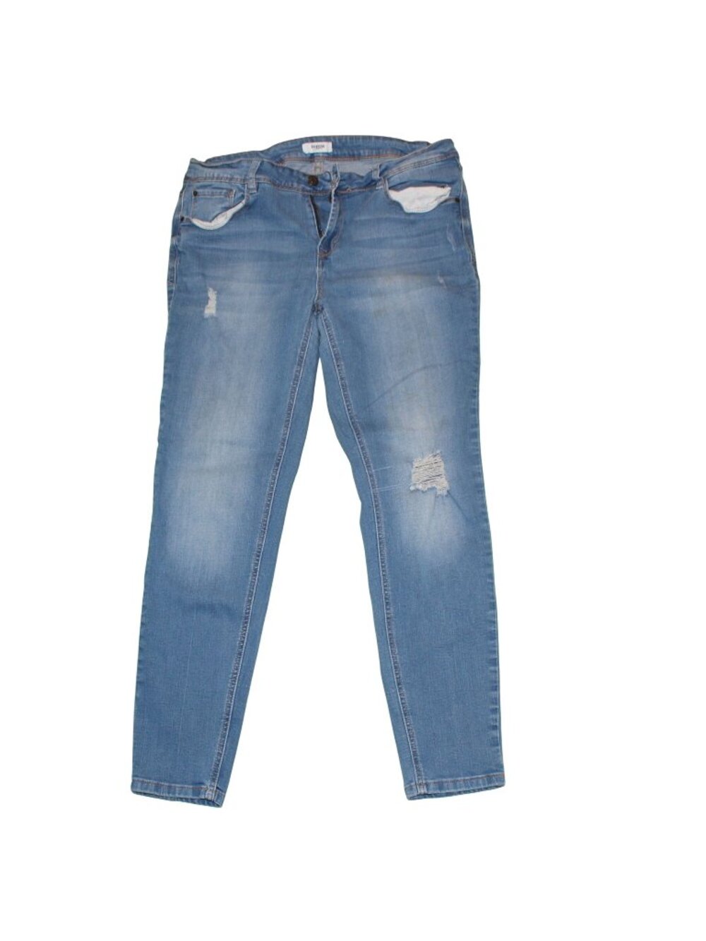 Kensie Jeans Womens 12 Blue Effortless Ankle Mid Rise Slim Stretch Distressed